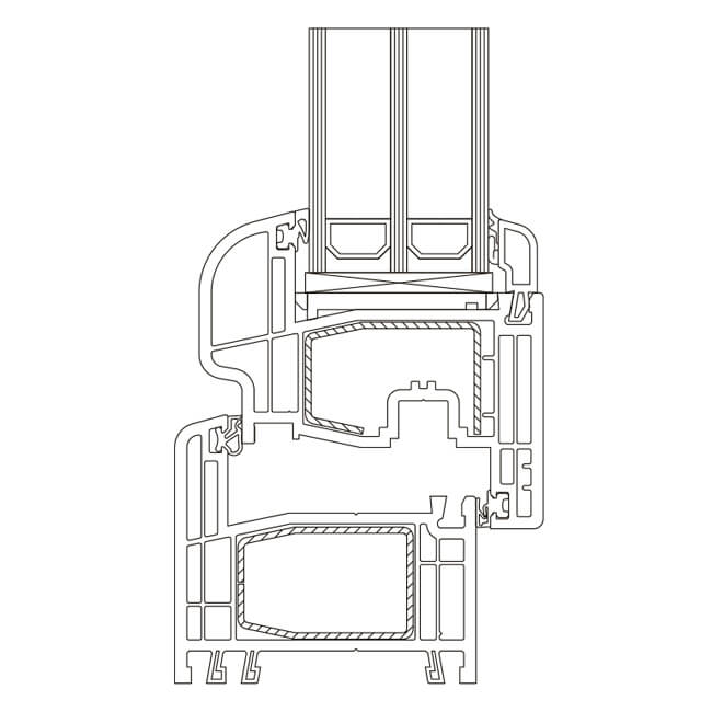 Trend Rounded Sash PVC window line drawing